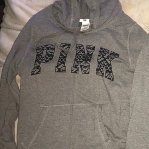 Grey PINK full zip sweatshirt